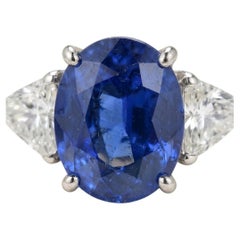 5 Carat Unheated Burmese Sapphire and Diamond Three-Stone Ring