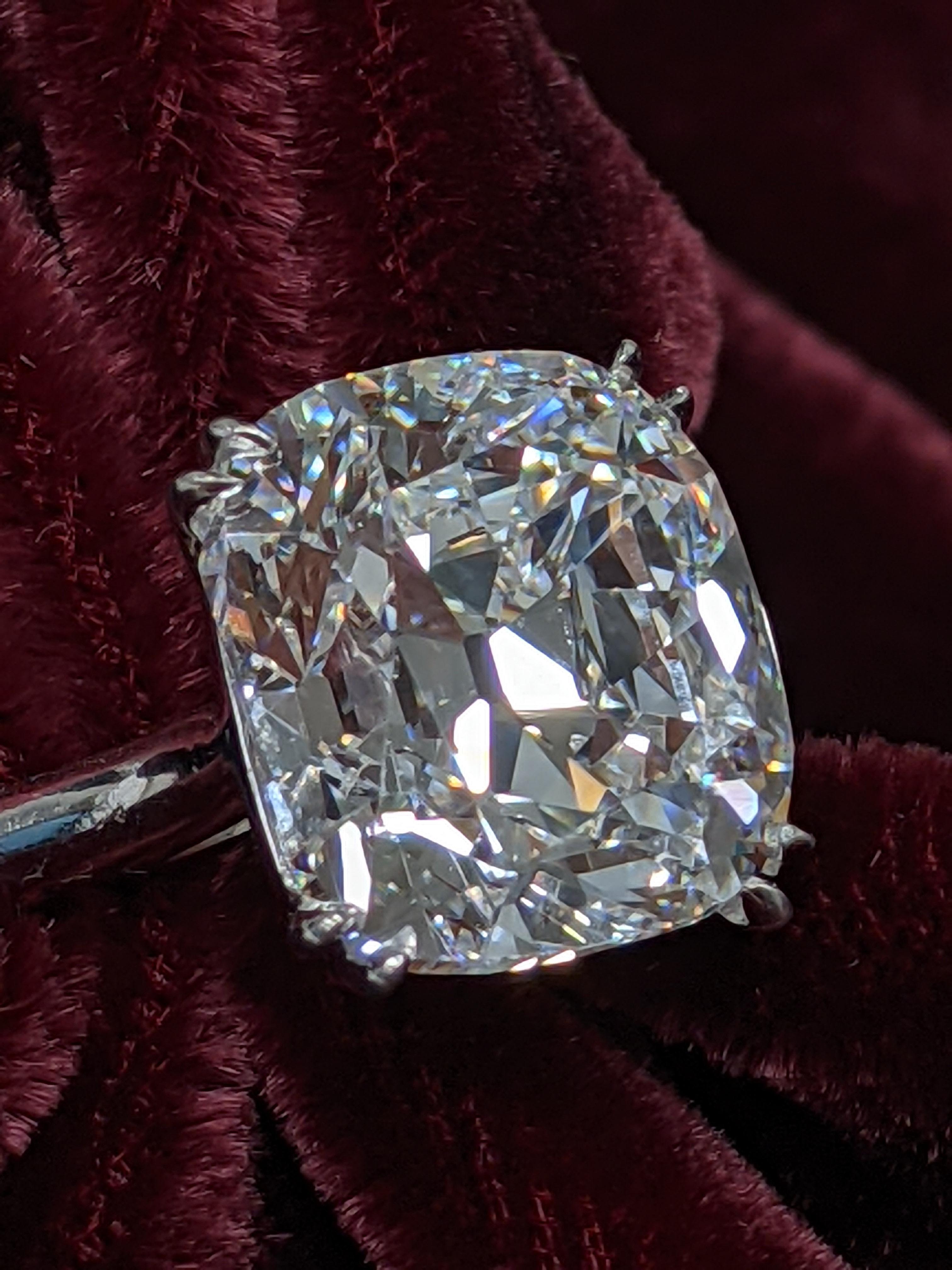 This 5.01 carat D VS1 Vintage Cut Style Diamond Solitaire is perfect for the new lucky owner.  Currently mounted in the classic platinum solitaire, (sizeable up or down from size 6)  the exquisite cutting is on full display.  Our office in New York