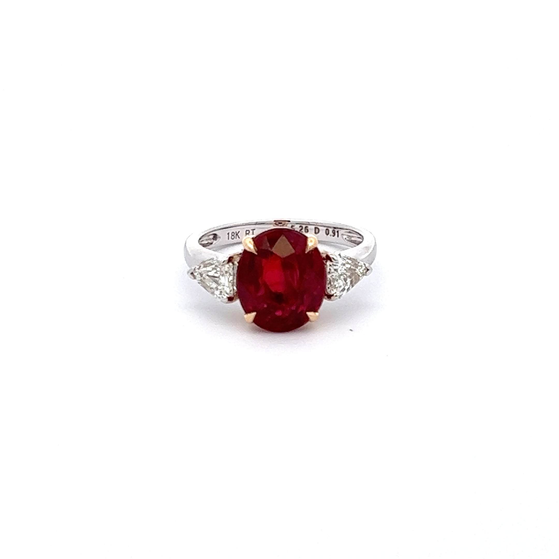 Important Classic Three Stone Diamond and Ruby Ring at 1stDibs