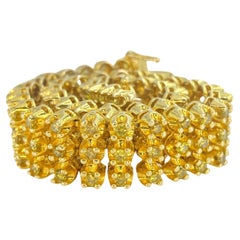Bracciale Tennis a 3 file con diamante giallo da 5 carati in oro 14k
