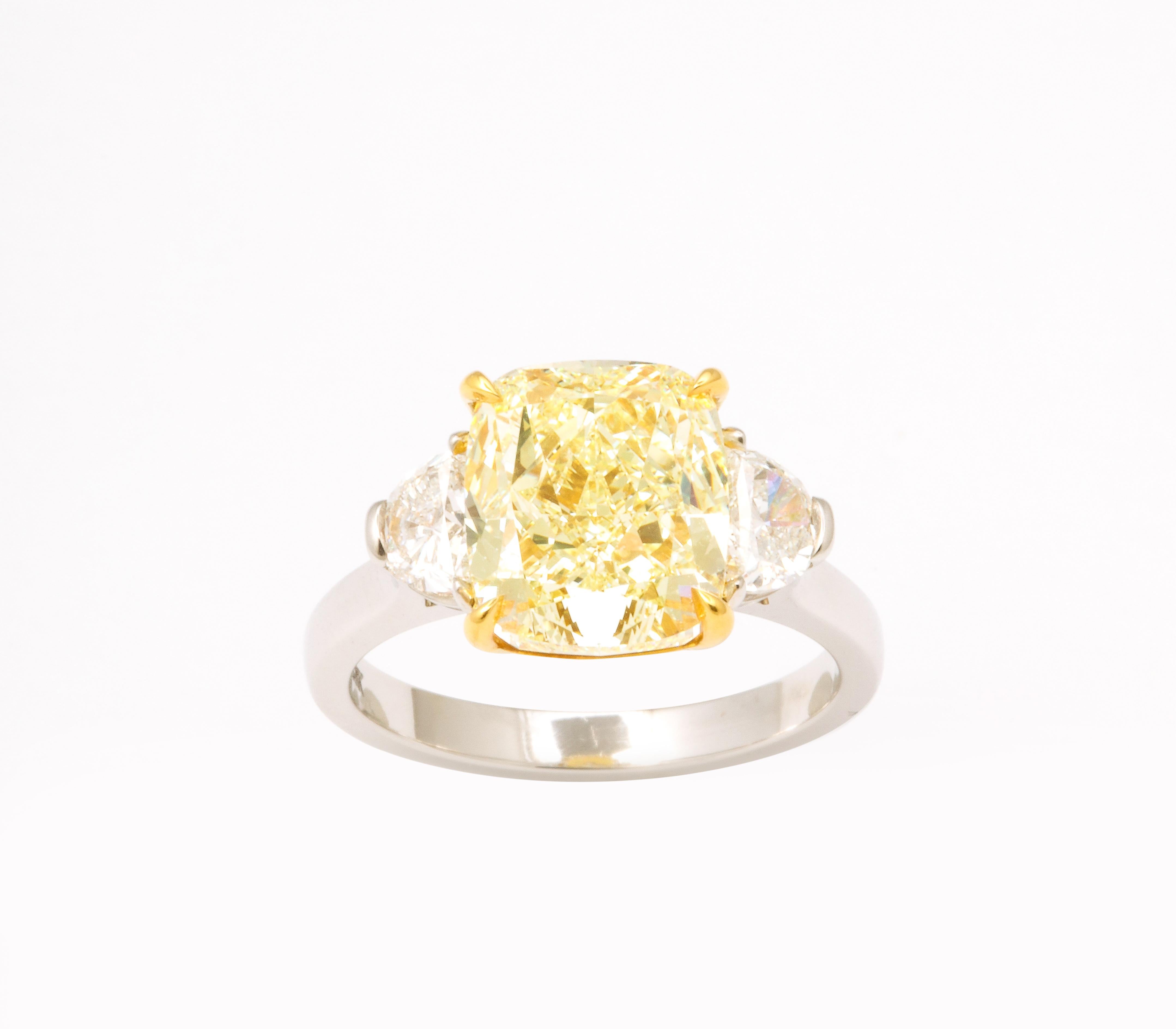 5 carat Yellow Diamond Ring  For Sale 1