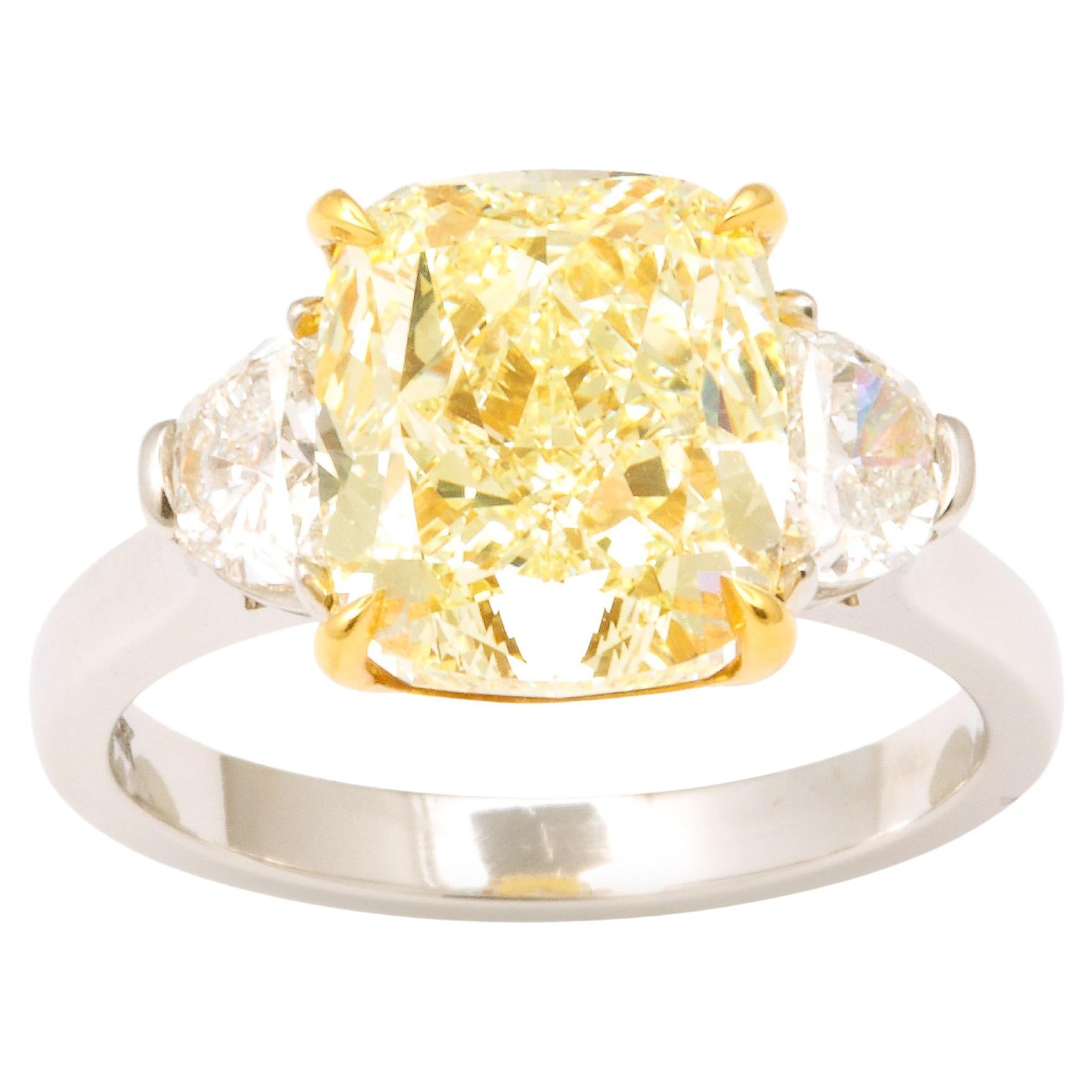 5 carat Yellow Diamond Ring  For Sale