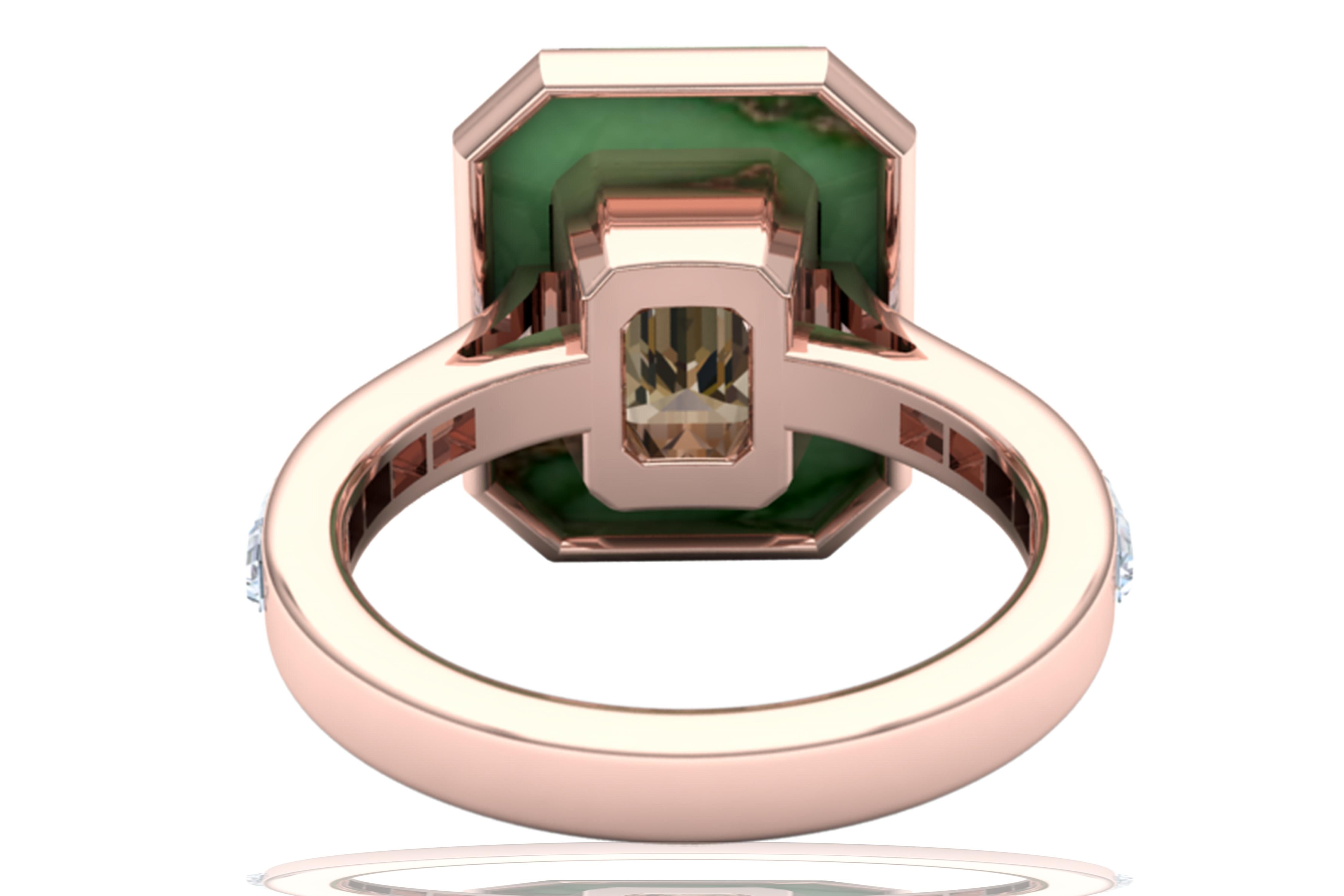 Stunningly beautiful, this center stone looks something like a diamond.  This rich cognac brown sapphire emerald cut makes this ring look like it belongs in a museum.  Being over 3 carats and cut to perfection, this brown sapphire radiates classic
