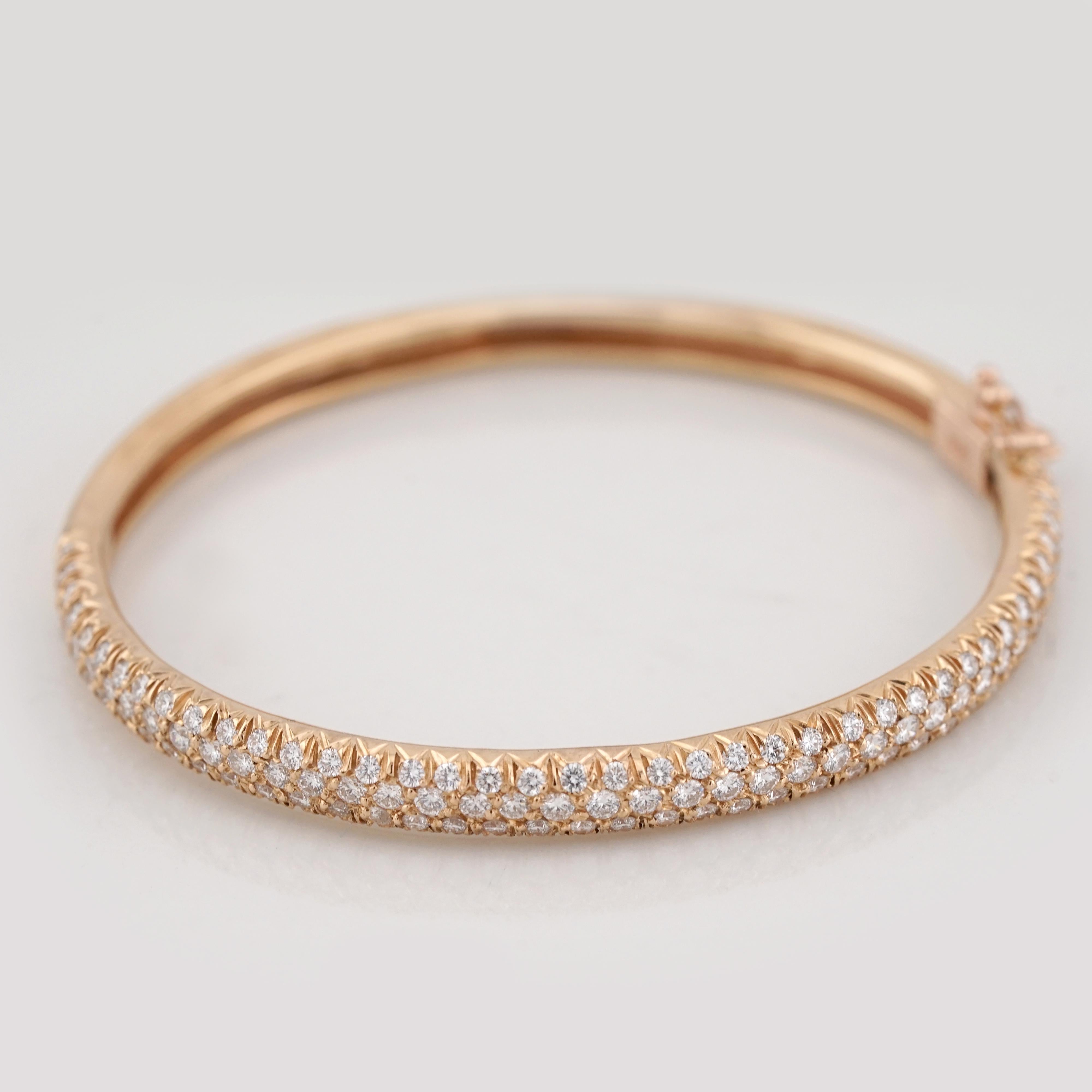 Bracelet jonc vintage en or rose 18 carats avec diamants 5 carats en vente 1