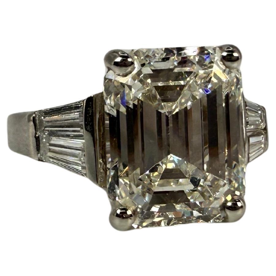 5 carats Diamond engagement ring platinum Emerald Diamond ring
