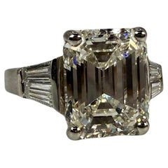 5 carats Diamond engagement ring platinum Emerald Diamond ring