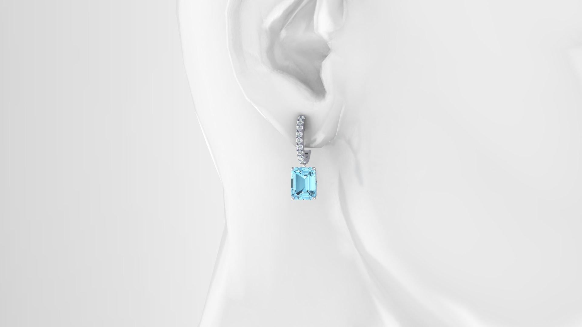 emerald cut aquamarine earrings