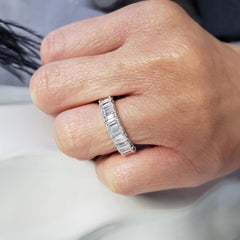 5 Carats Emerald Cut Eternity Band U-Setting F-G Color VS1 Clarity 14k Gold
