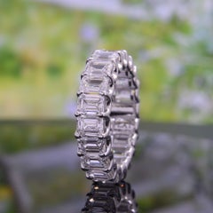 5 Carats Emerald Cut Eternity Band U-Setting F-G Color VS1 Clarity 18k Gold