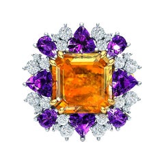 5 Karat Feueropal Amethyst und Diamant Cocktail-Ring