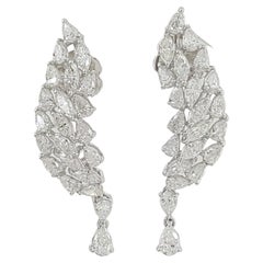 5 Carats Marquise and Pear Cut Diamond Dangle Earrings 18 Carats 