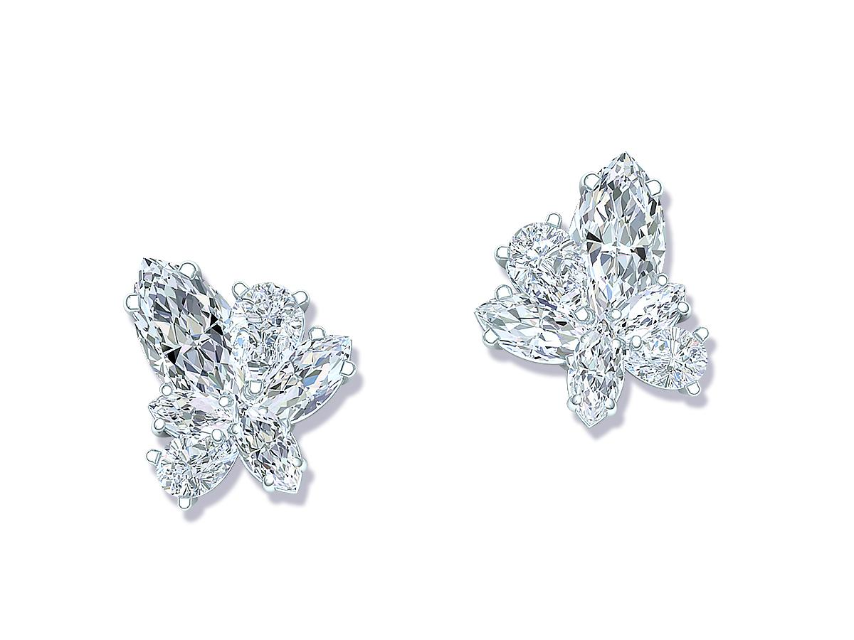 marquise diamond cluster earrings