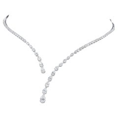 5 Carats Natural Asymmetric Diamond Y-Necklace in 14K White Gold HRD Certified