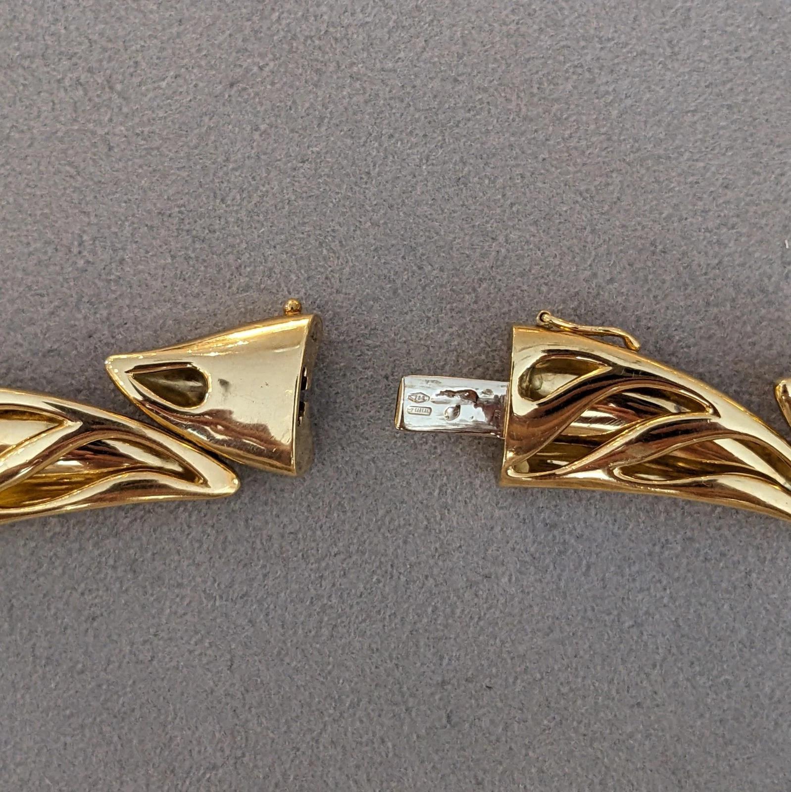 Collier feuille de diamants pavés de 5 carats en or jaune 18 carats en vente 2
