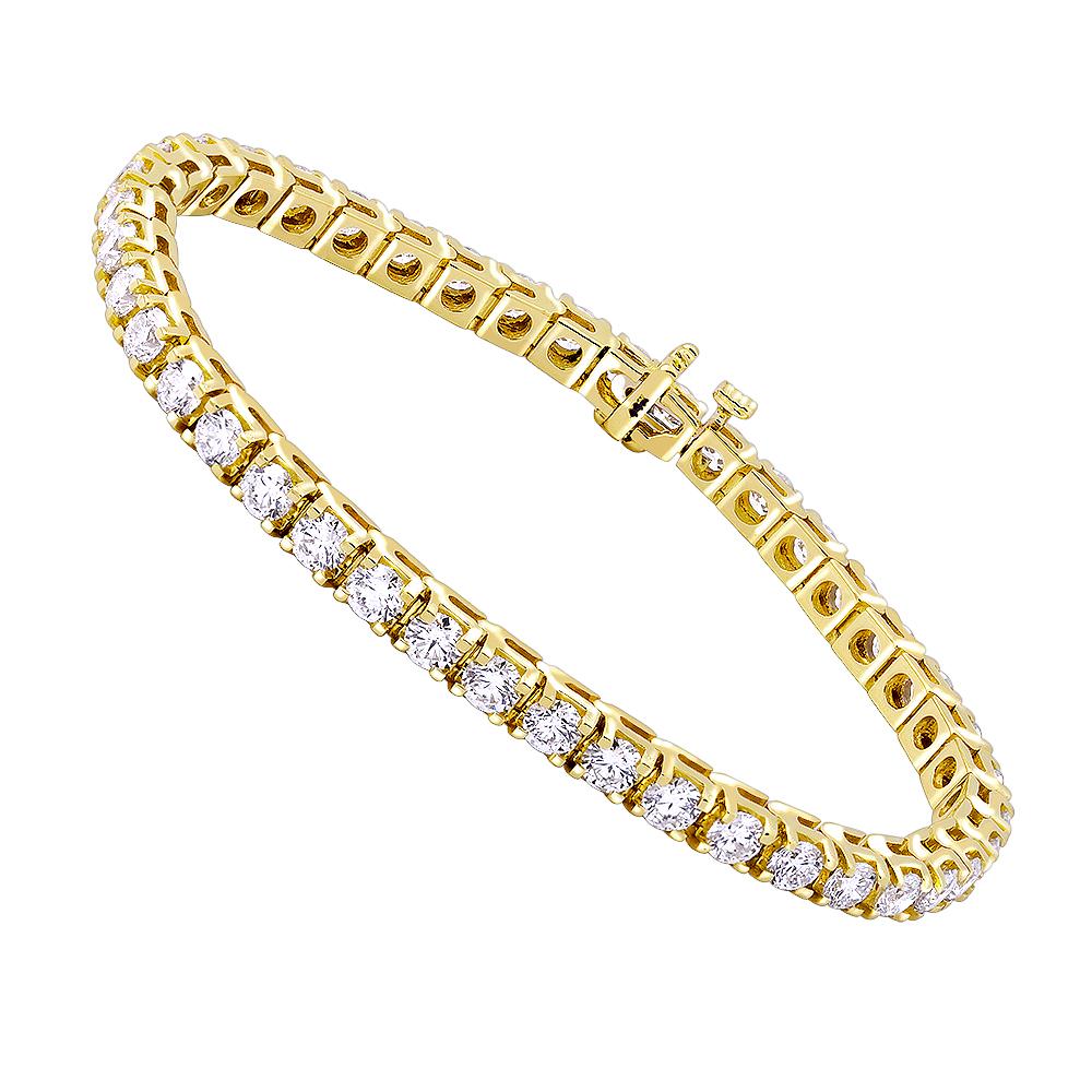 This beautiful tennis bracelet comes in bezel & prong settings. Types of the metals are rose gold, yellow gold, white gold as well as upgrading to 18k or 950 platinum. The quality of the diamonds are white F-G color with VS-SI clarity. We would be