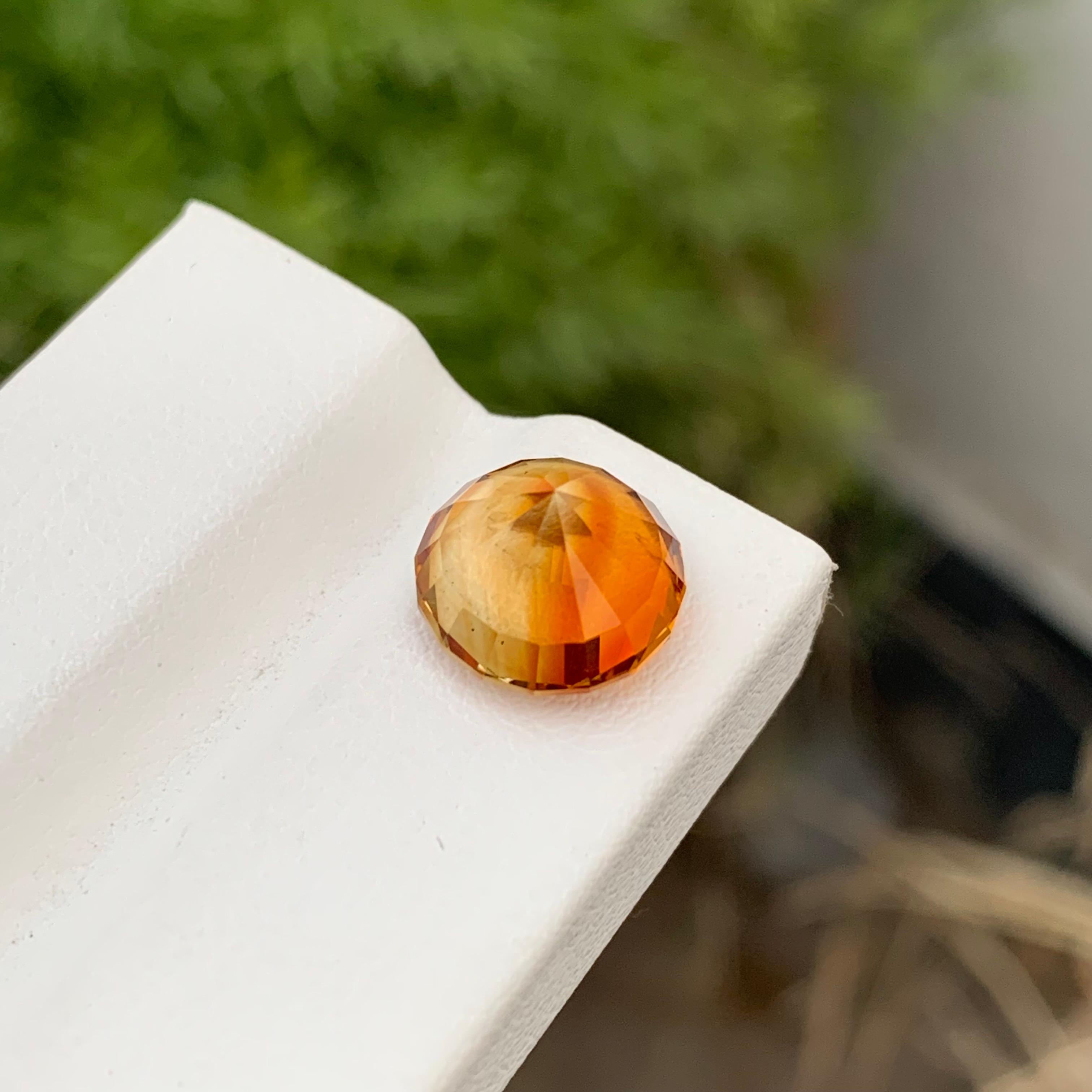 5 Carats Round Precision Cut Loose Madeira Citrine Gemstone Ring Gem For Sale 4