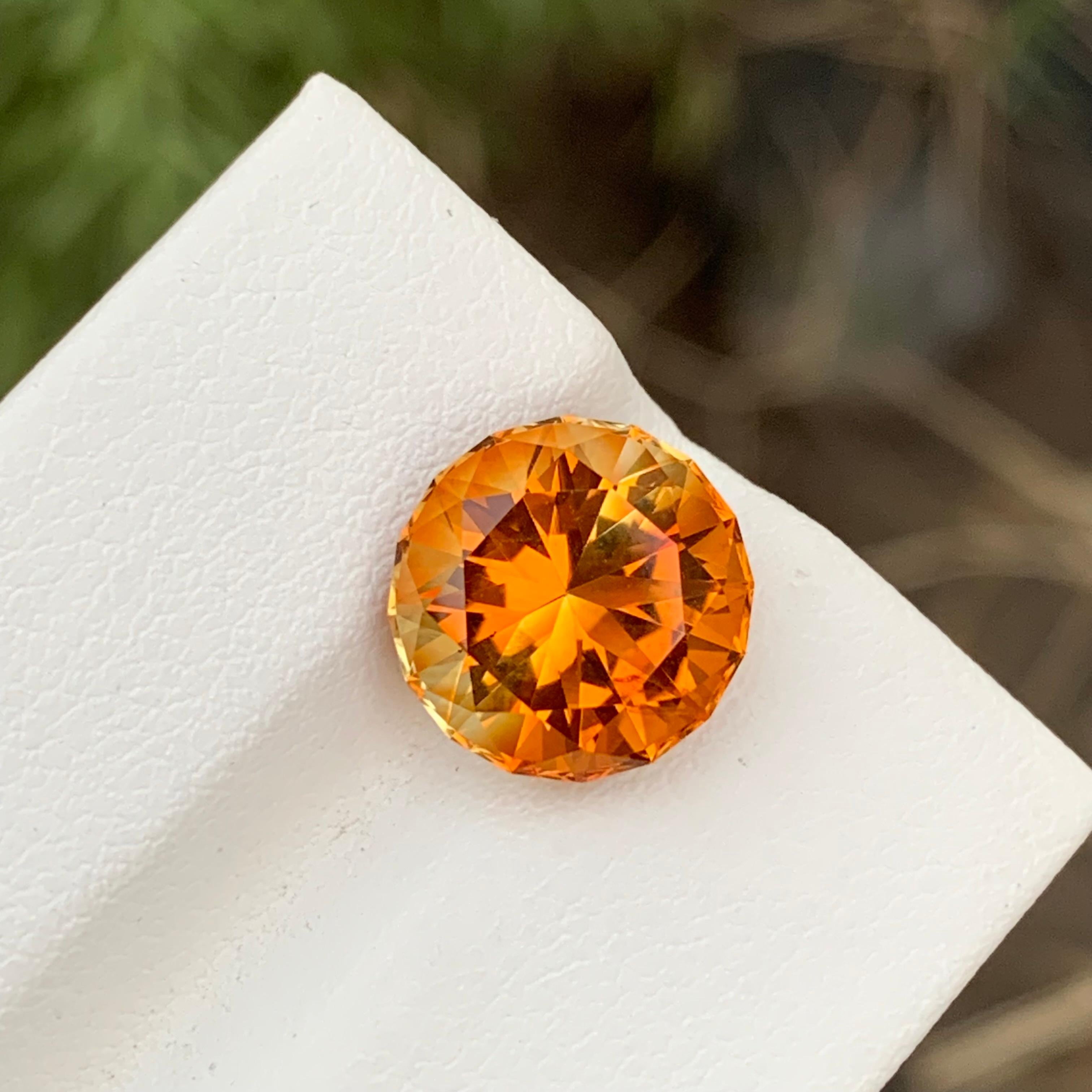 Loose Citrine 
Weight: 5 Carats 
Dimension: 10.9x10.9x7.9 Mm
Origin: Brazil
Shape: Round
Color: Orange
Certificate: On Customer Demand 
Madeira Citrine, a captivating gemstone named after the rich and warm tones reminiscent of the Madeira wine, is