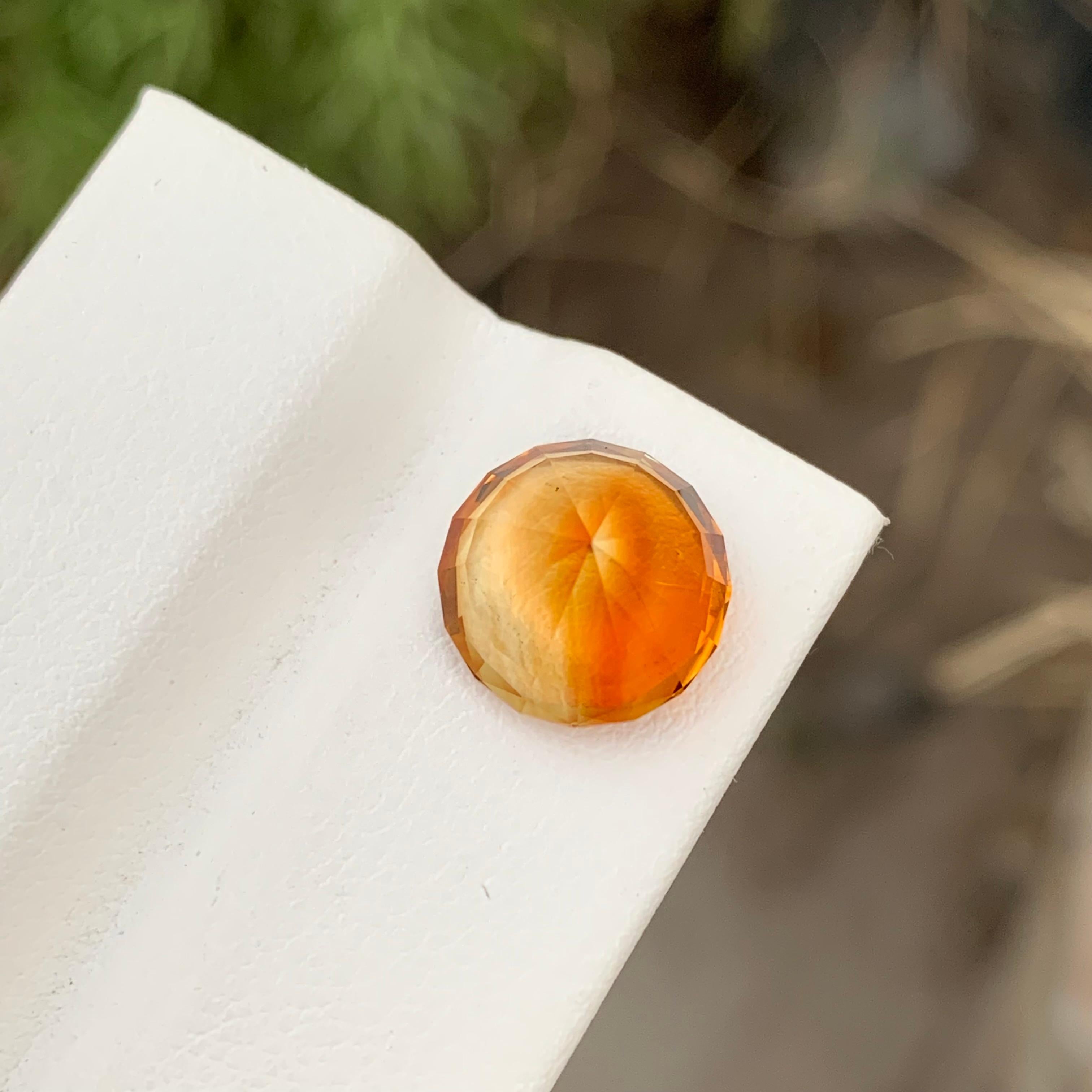 Arts and Crafts 5 Carats Round Precision Cut Loose Madeira Citrine Gemstone Ring Gem For Sale