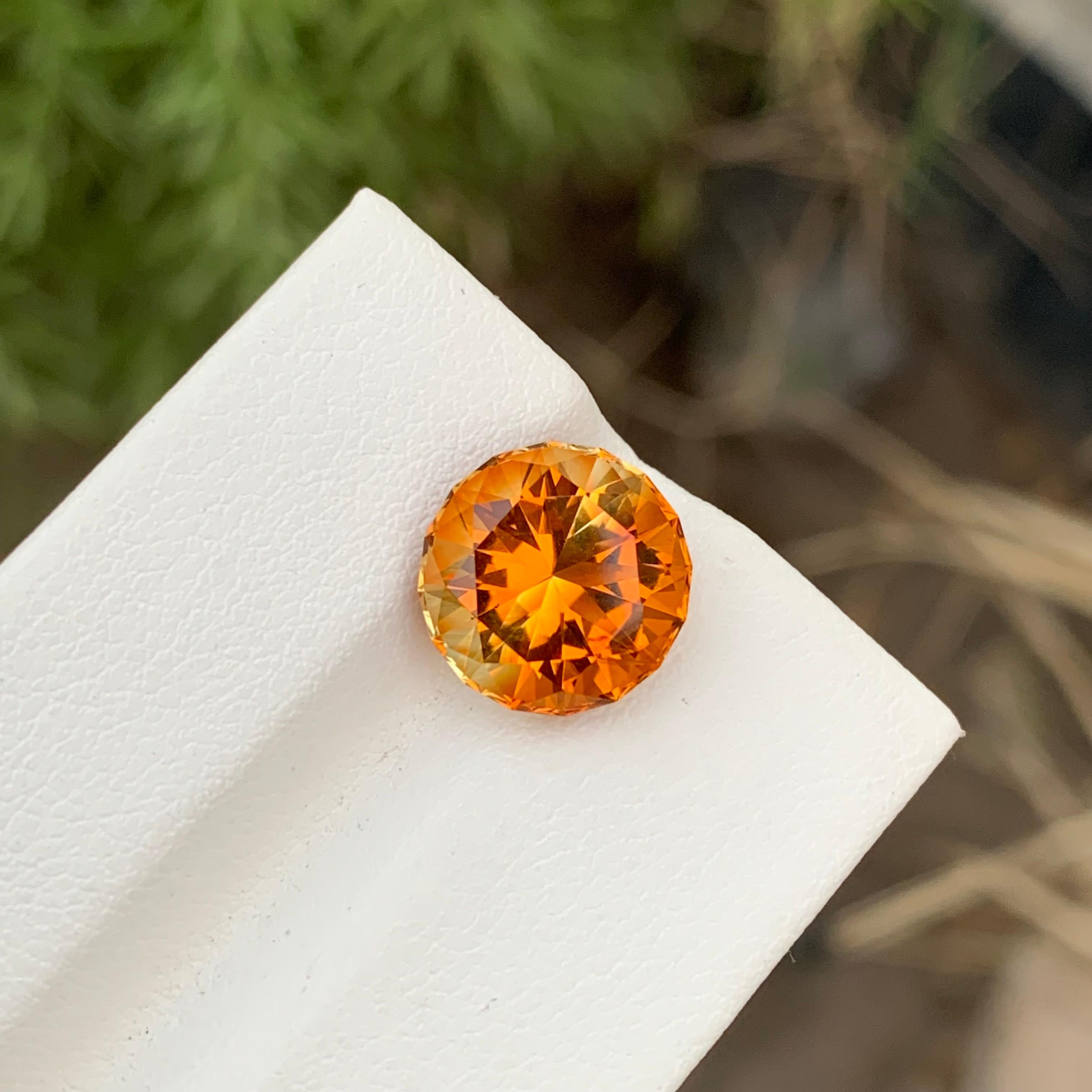 Round Cut 5 Carats Round Precision Cut Loose Madeira Citrine Gemstone Ring Gem For Sale