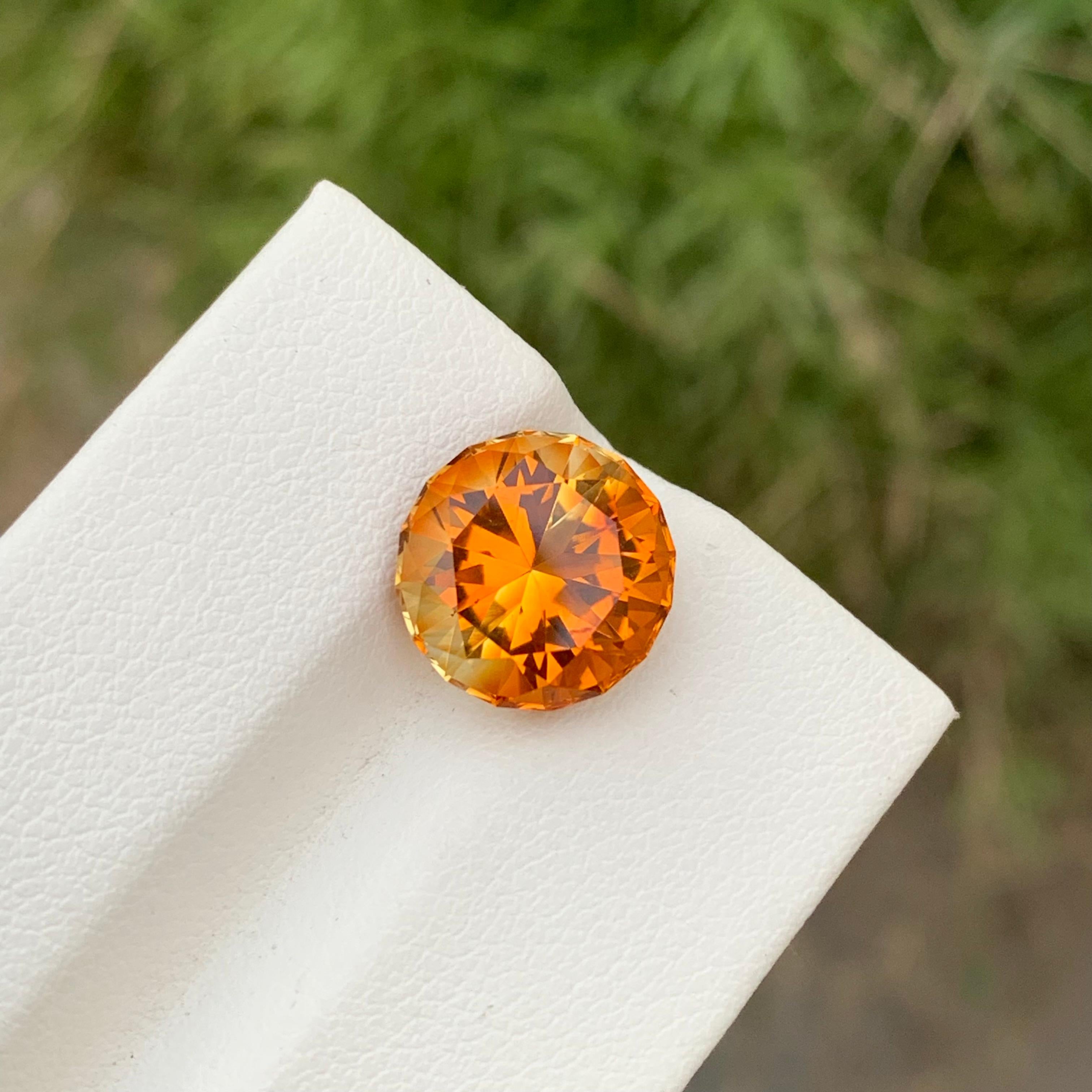 Women's or Men's 5 Carats Round Precision Cut Loose Madeira Citrine Gemstone Ring Gem For Sale