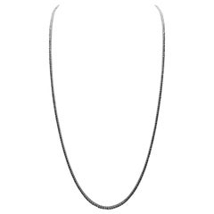 5 Carats Sapphire Tennis Necklace 14 Karat White Gold