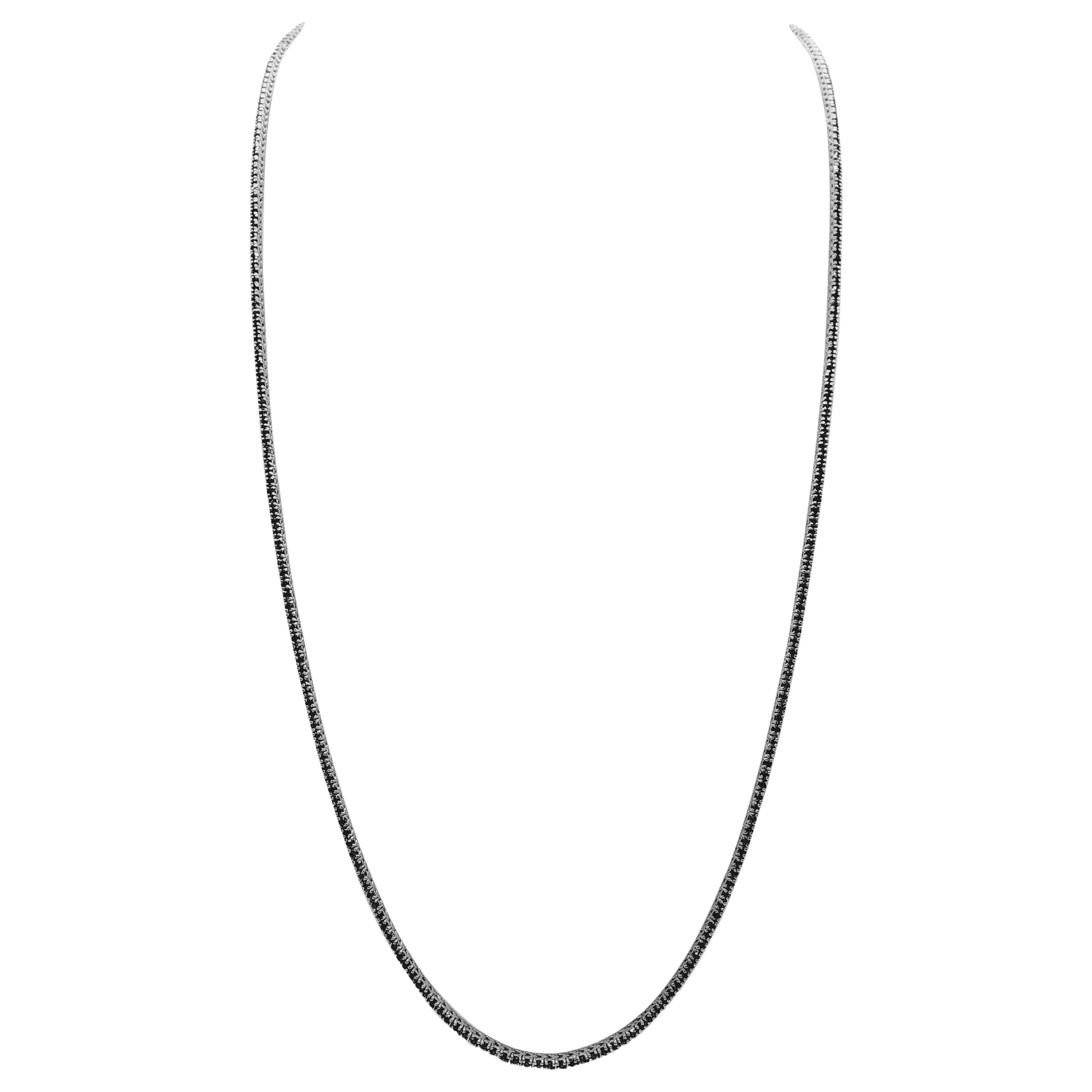 5 Carats Sapphire Tennis Necklace 14 Karat White Gold