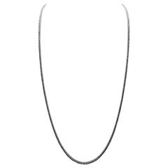 5 Carats Sapphire Tennis Necklace 14 Karat White Gold