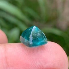 5 Carats Teal Blue Natural Tourmaline Sugarloaf Cabochon Gemstone for Jewellery