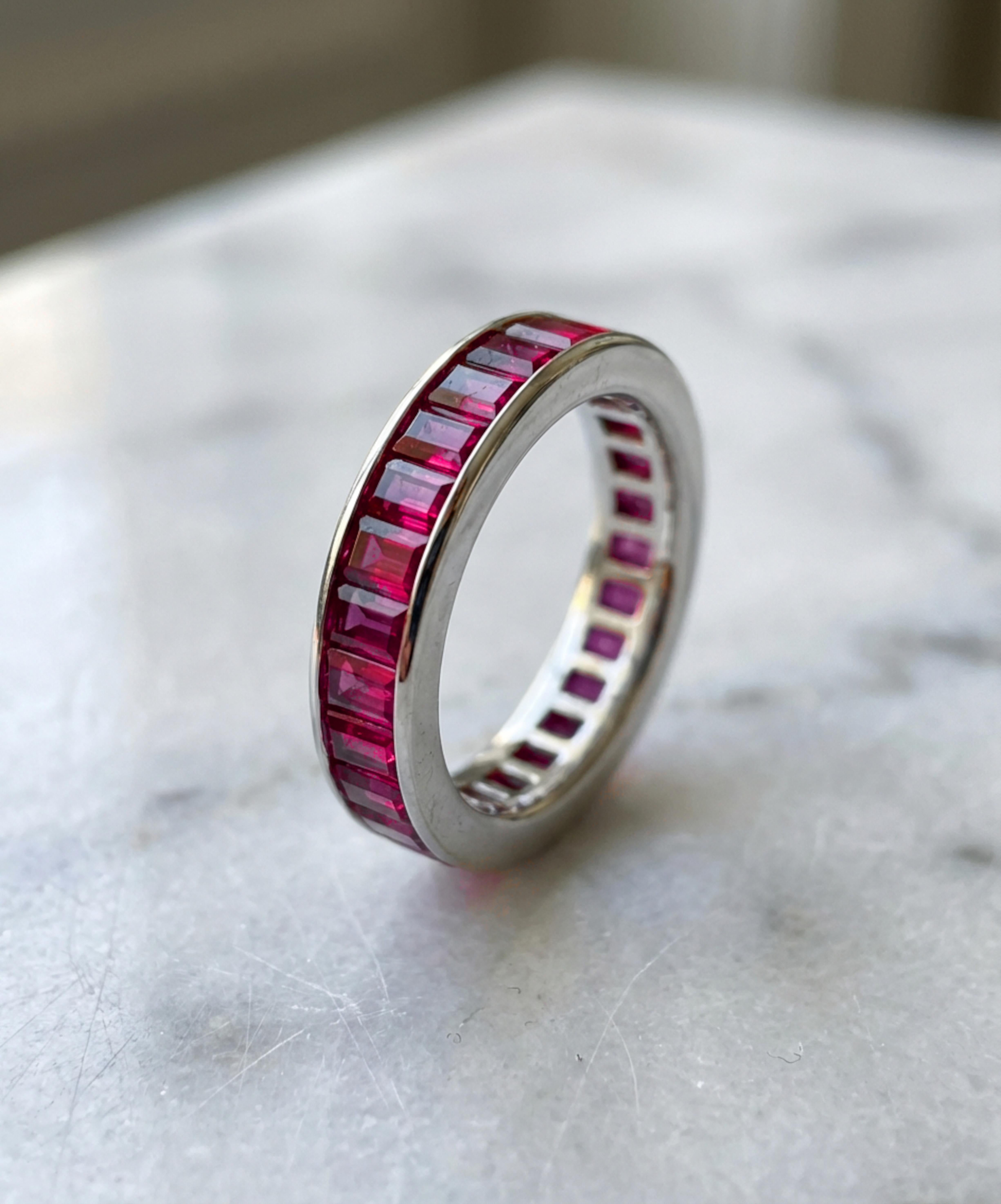 Van Cleef & Arpels 5 Ct. Platinum Ruby Band Ring - image 4
