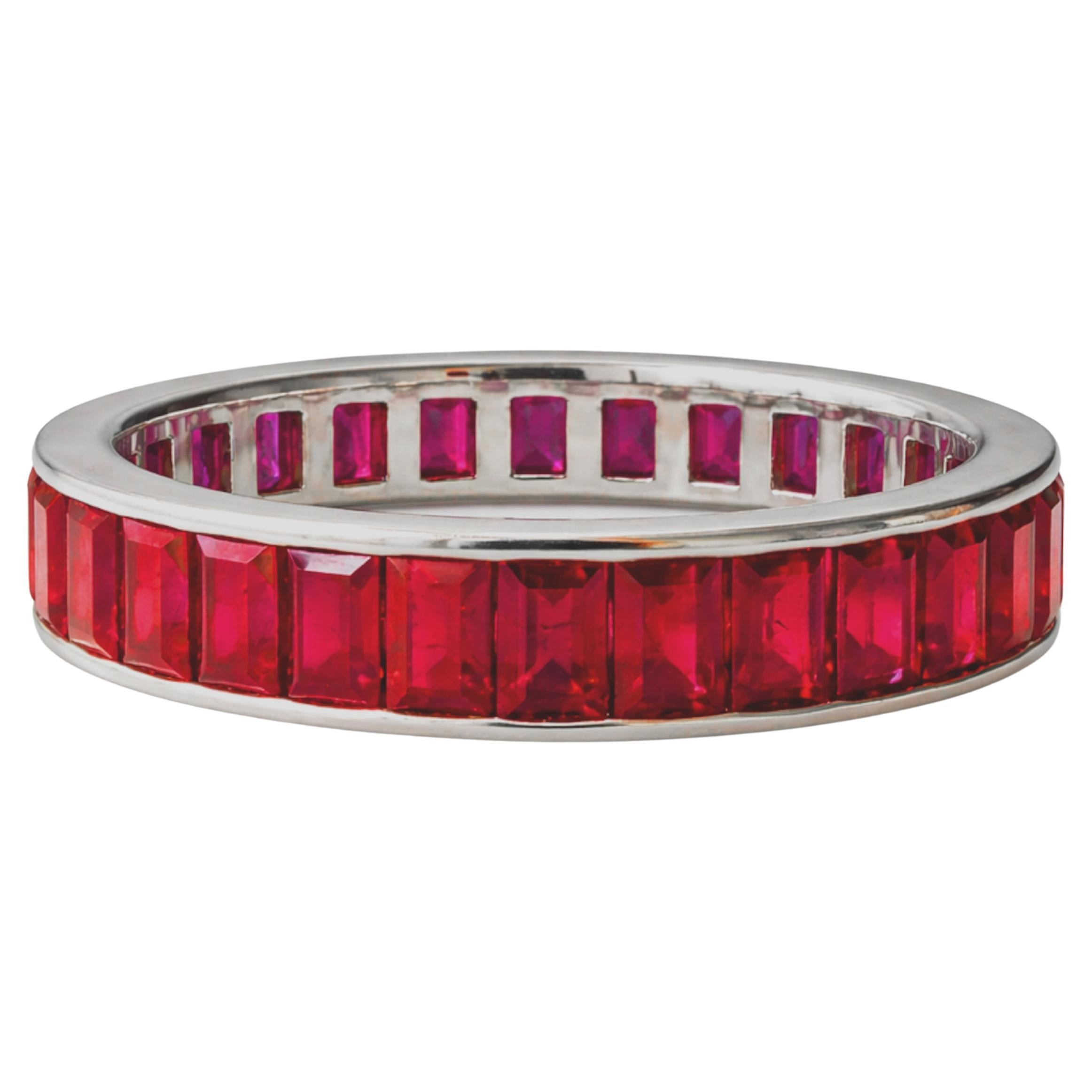 Van Cleef & Arpels 5 Ct. Platinum Ruby Band Ring - image 1