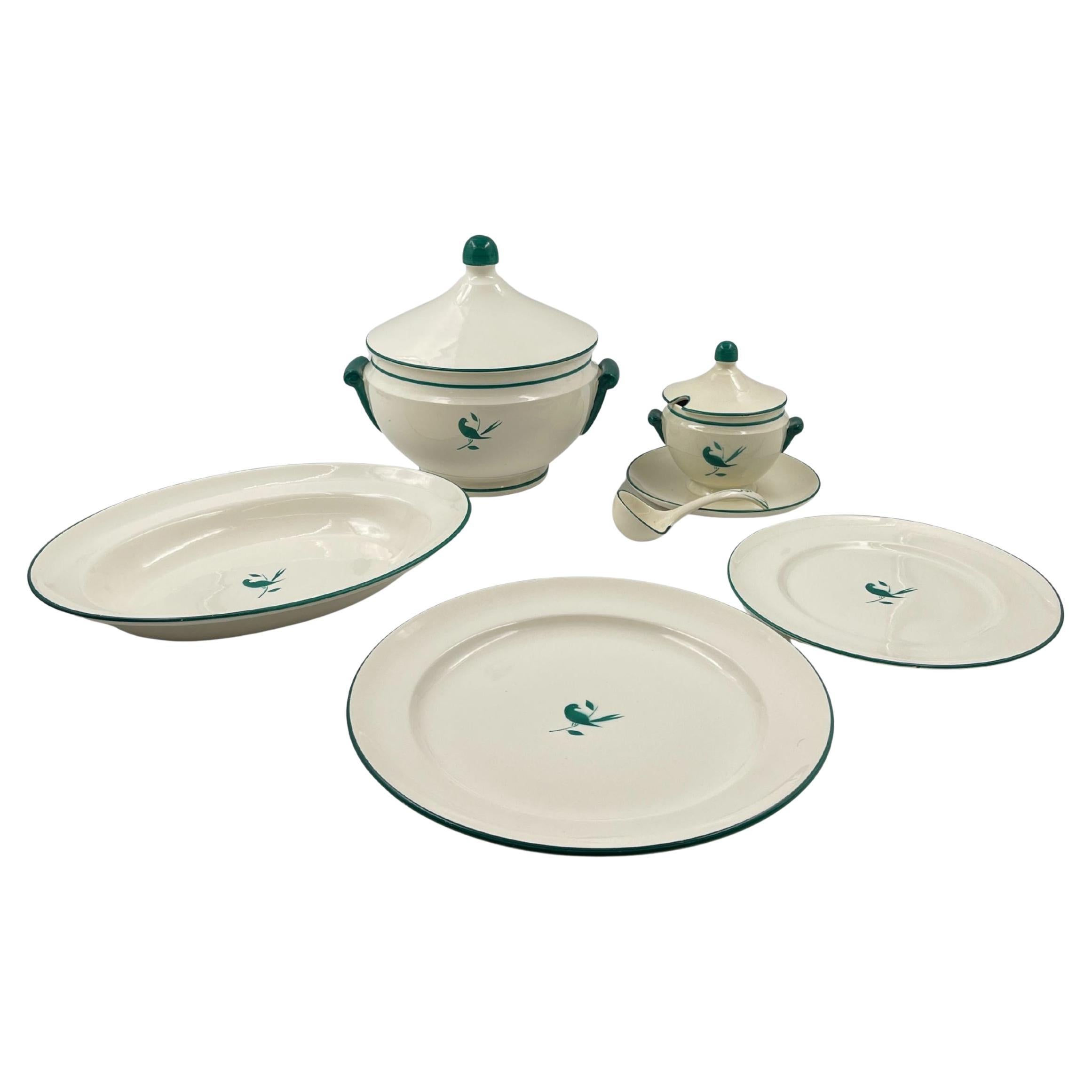 5 céramiques décorées d'un oiseau sur une branche, R. Ginori et G. Ponti, années 30/40 en vente