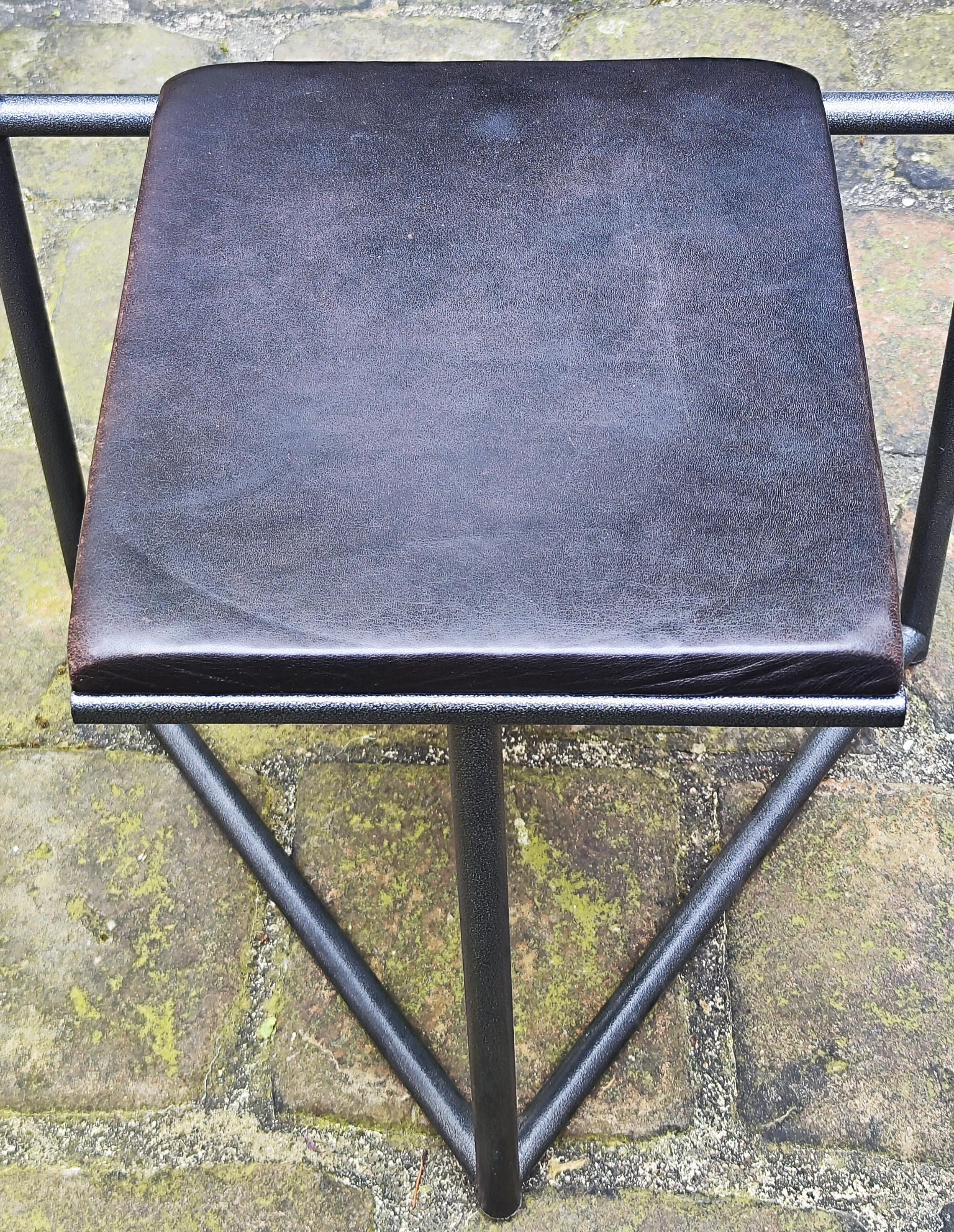 5 Chairs, 1980s steel and leather that might be by Mario Botta or Martin Szekely For Sale 5