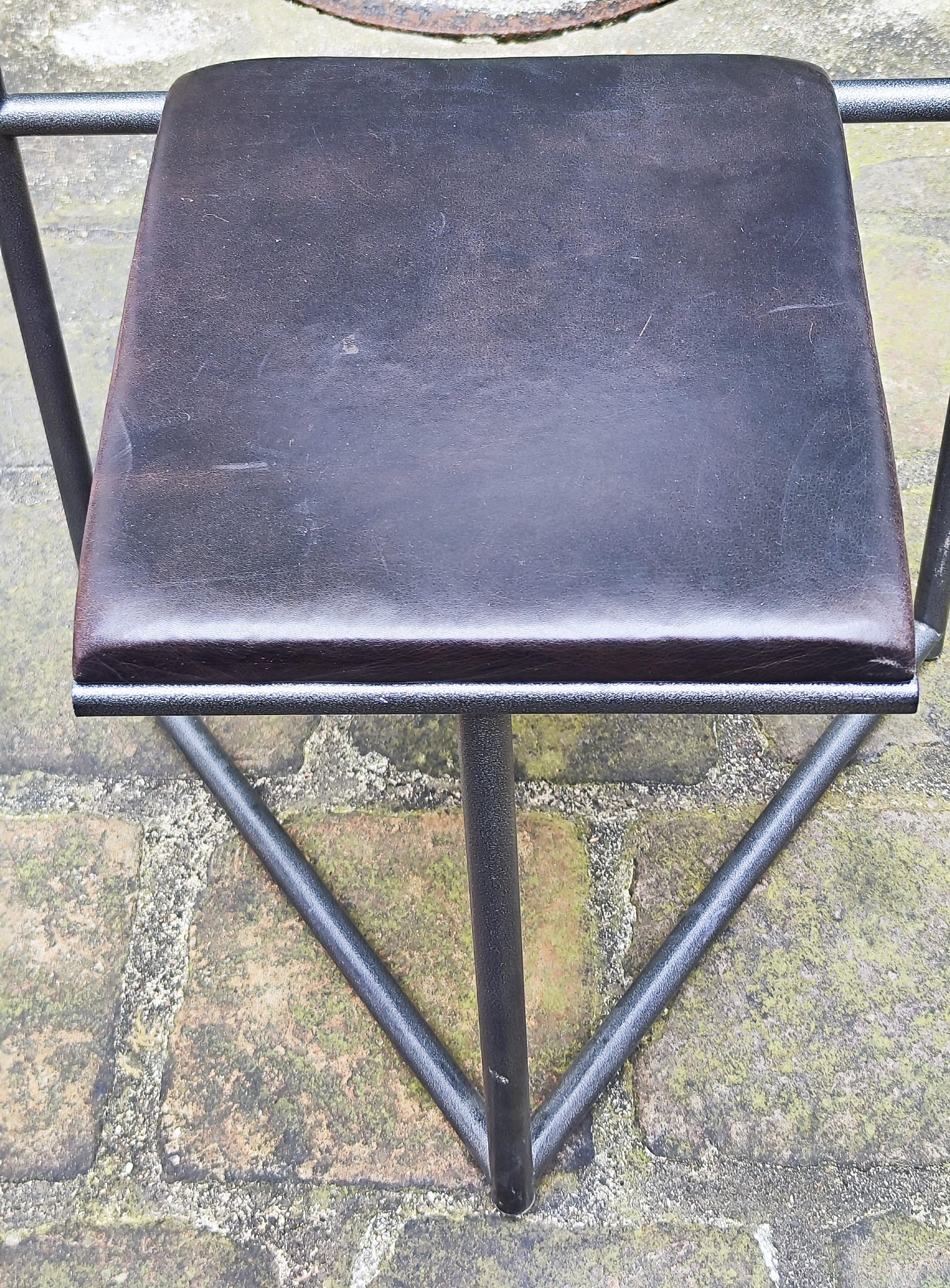 5 Chairs, 1980s steel and leather that might be by Mario Botta or Martin Szekely For Sale 8