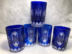 5 Cobalt Blue Cut to Clear Glasses