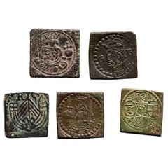 5 pesos de monedas siglos XVI-XVII