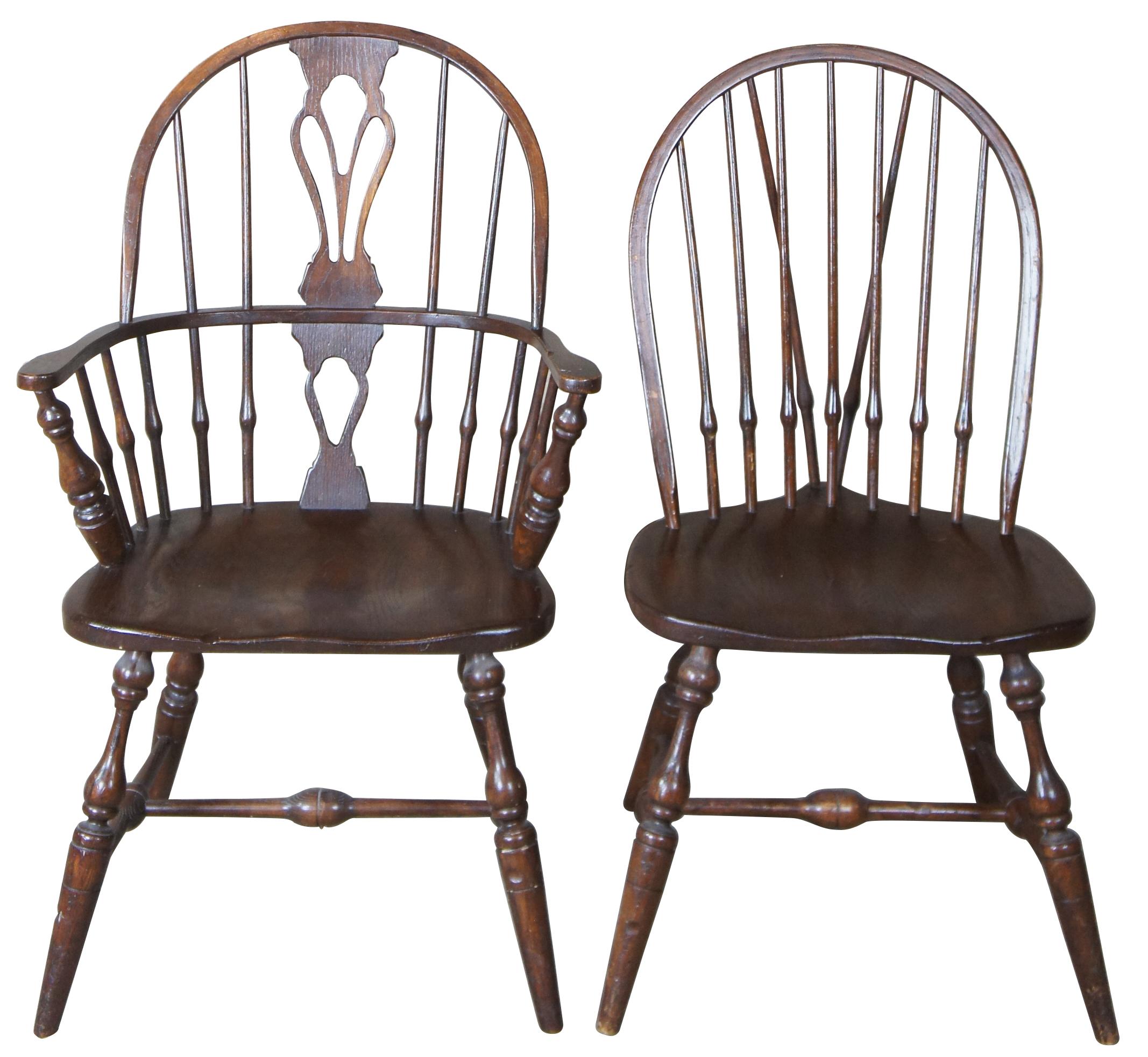 Cushman Colonial stone House Collection Windsor dining chairs, circa 1970s. The Stone House Collection was by General Interiors for HT Cushman Manufacturing Company.
   