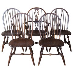 5 Colonial Cushman Stone House Collection English Windsor Oak Dining Chairs