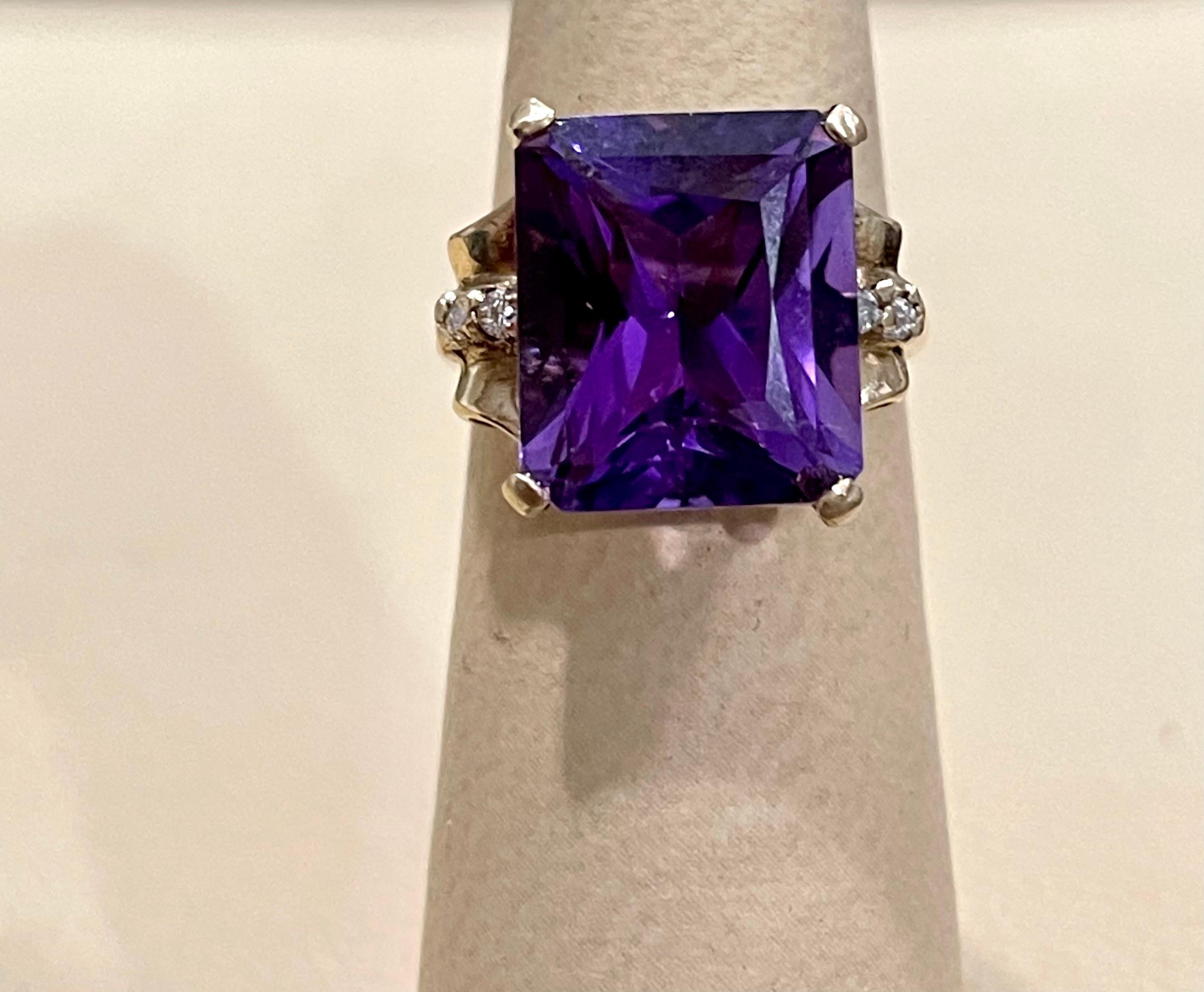 5 Carat Amethyst and Diamond Cocktail Ring in 14 Karat Yellow Gold 1