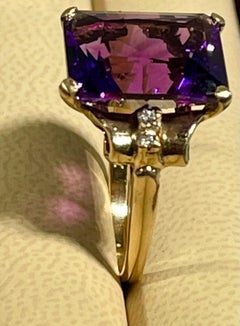 5 Carat Amethyst and Diamond Cocktail Ring in 14 Karat Yellow Gold