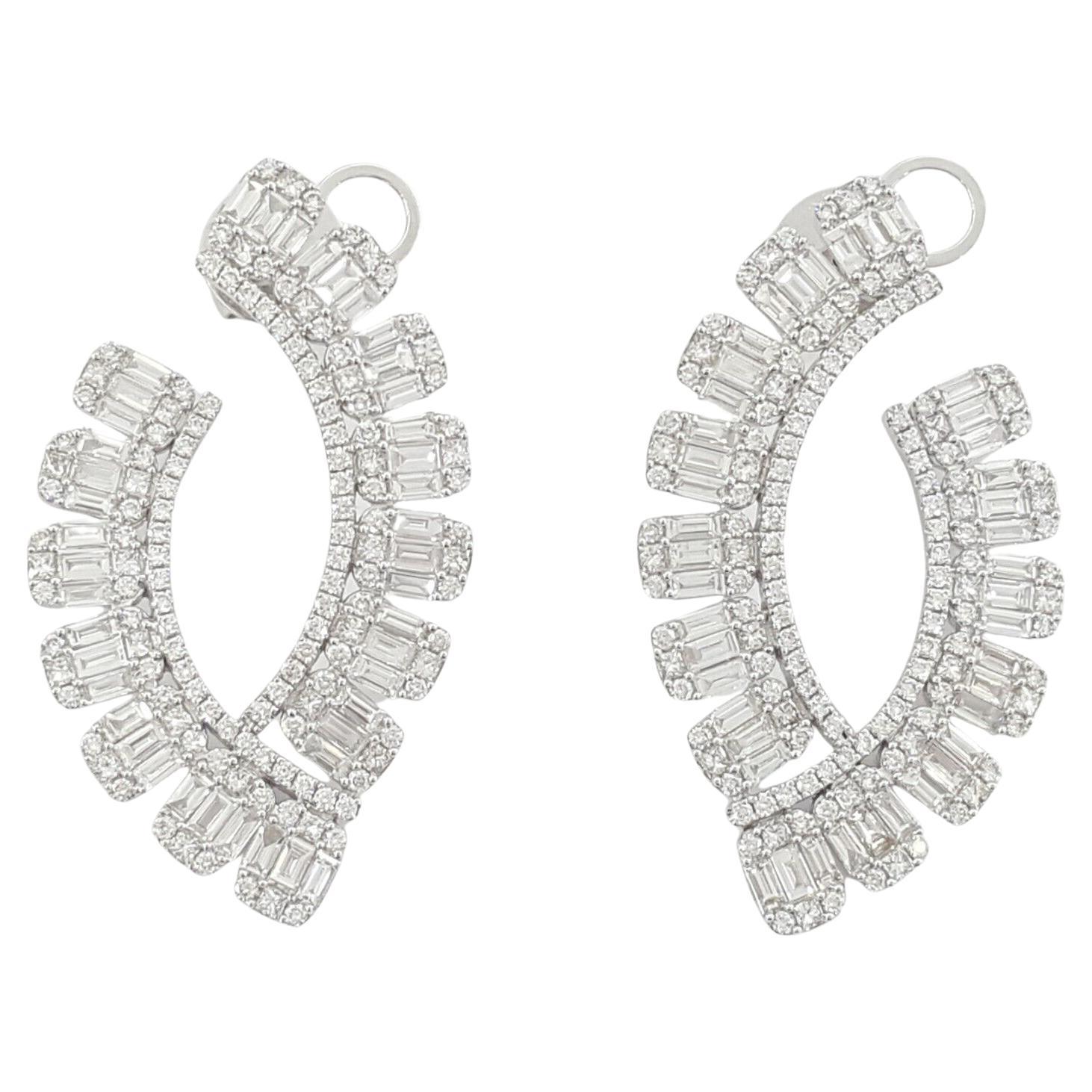 5 Carat White Diamonds Hoop Earrings For Sale