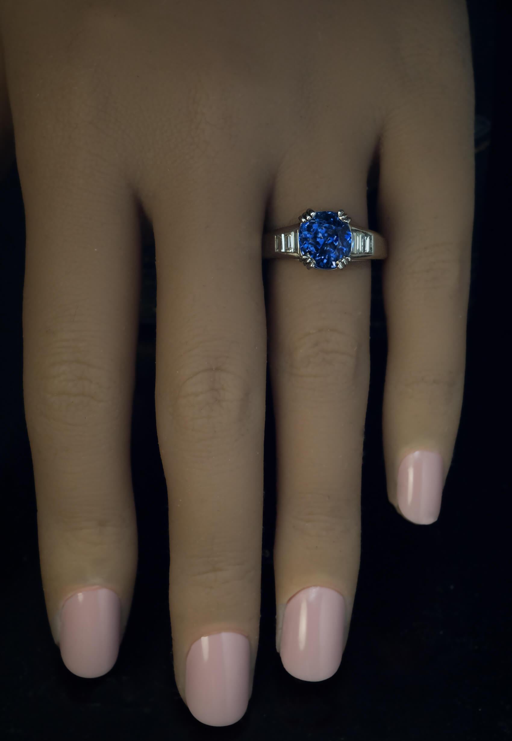 5 Ct Ceylon Sapphire Diamond Platinum Engagement Ring For Sale 1
