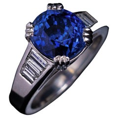 5 Ct Ceylon Sapphire Diamond Platinum Engagement Ring