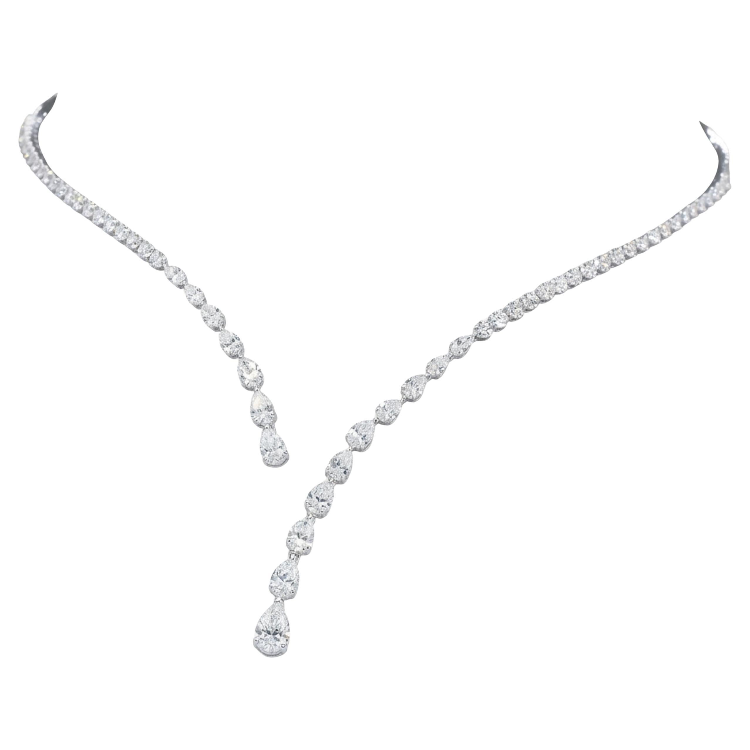 Collar en forma de Y con un diamante asimétrico natural de 5 quilates en oro blanco de 14K, con certificado HRD