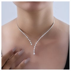 5 Ct Natural Diamond Open Drop Necklace, Anniversary Gift, 18K White Gold