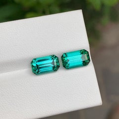 Par de turmalinas azul neón y verde a juego, 5 Ct, para pendientes y joyería, 9 mm