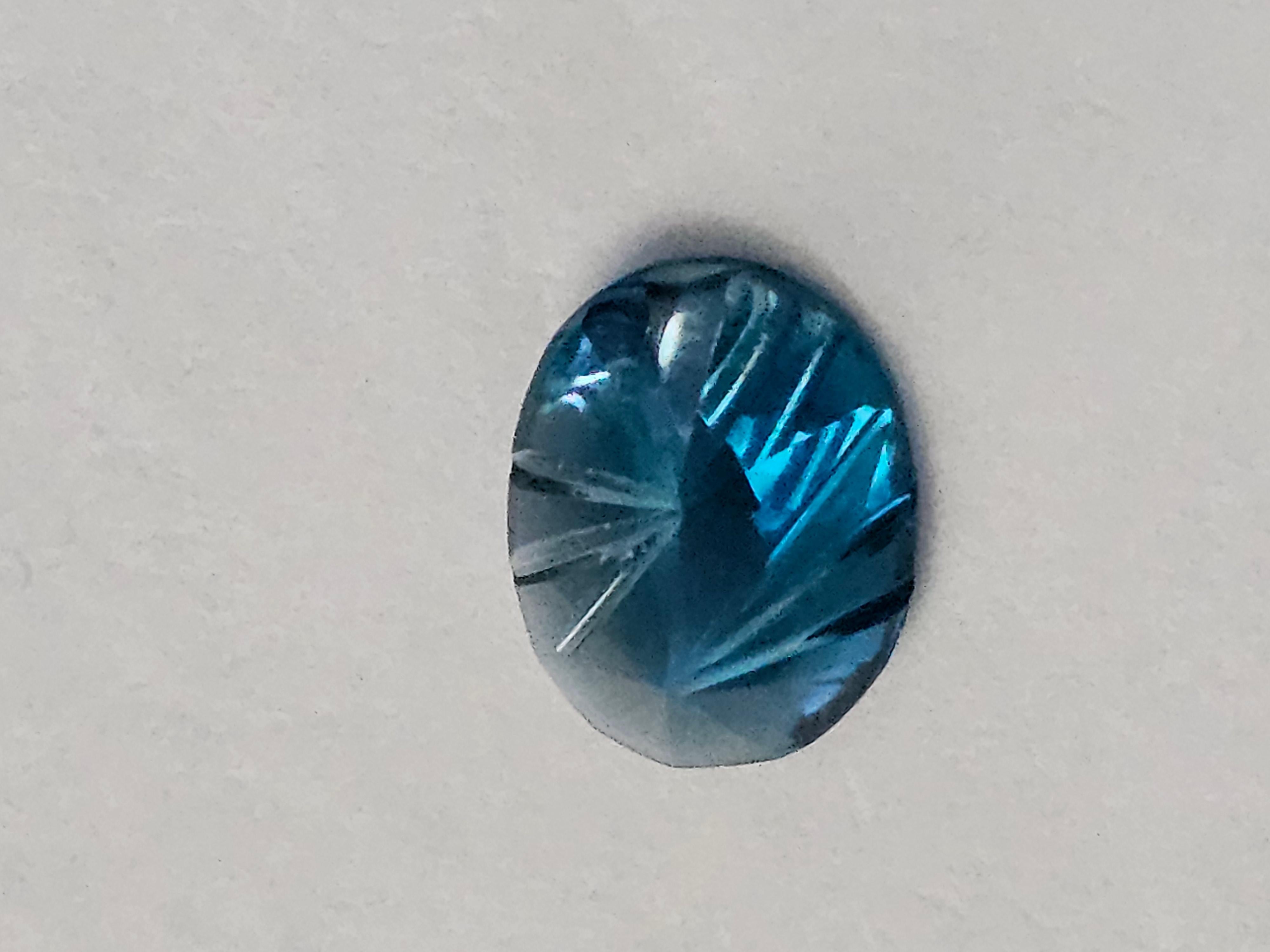 Women's or Men's 5 ct Oval London Blue Topaz 12X10 Fantasy Cut For Sale