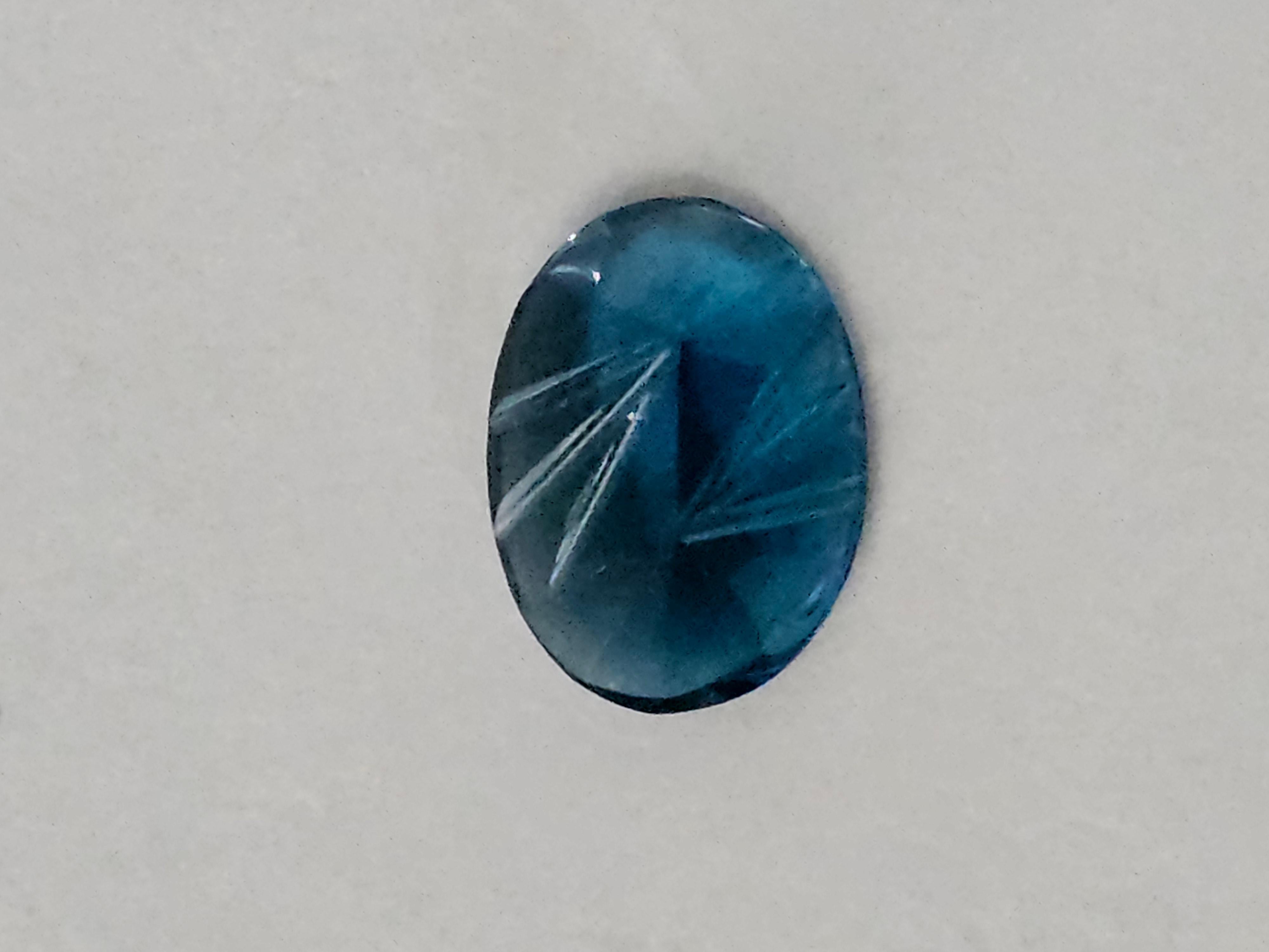 5 ct Oval London Blue Topaz 12X10 Fantasy Cut For Sale 2