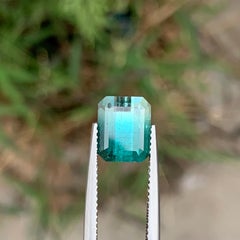 5 Cts Bicolor Tiffany Blue Green Emerald Cut Tourmaline Gemstone for Jewellery