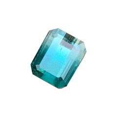Pietra preziosa da 5 carati, bicolore, blu Tiffany e verde, taglio smeraldo, tormalina, per gioielli