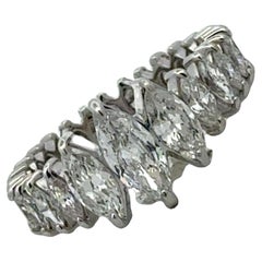 Vintage 5 CTW Marquise Diamond Platinum Eternity Wedding Anniversary Band Ring